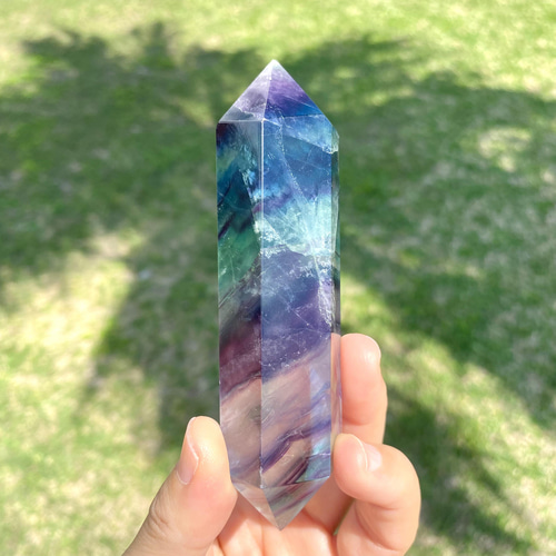 ✨美しい色合いと模様✨イエロー フローライト ダブルポイント 天然石 原石 置物 イエローフローライト 原石 フローライト 蛍石 モスコーナ鉱山産