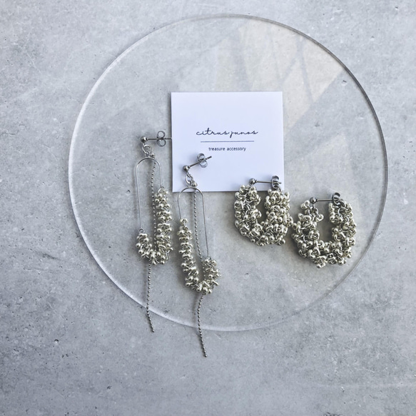 long beads silver pierce / earring シンプル クリア シルバー ロング 7枚目の画像