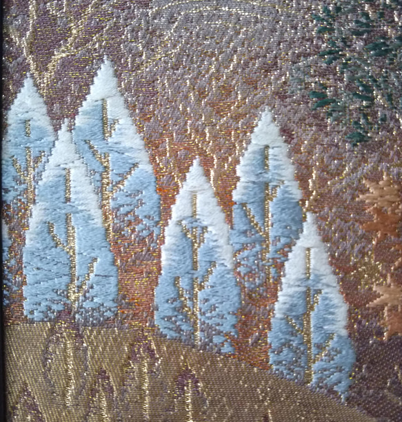 壁掛け　和風 かべ飾り　古布・輝きの木々　NO.2 3枚目の画像