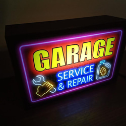 アメリカン ガレージ 車 整備 カーショップ ミニチュア サイン 看板 玩具 置物 雑貨 LEDライトBOXミニ 3枚目の画像