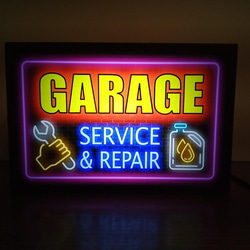 アメリカン ガレージ 車 整備 カーショップ ミニチュア サイン 看板 玩具 置物 雑貨 LEDライトBOXミニ 2枚目の画像
