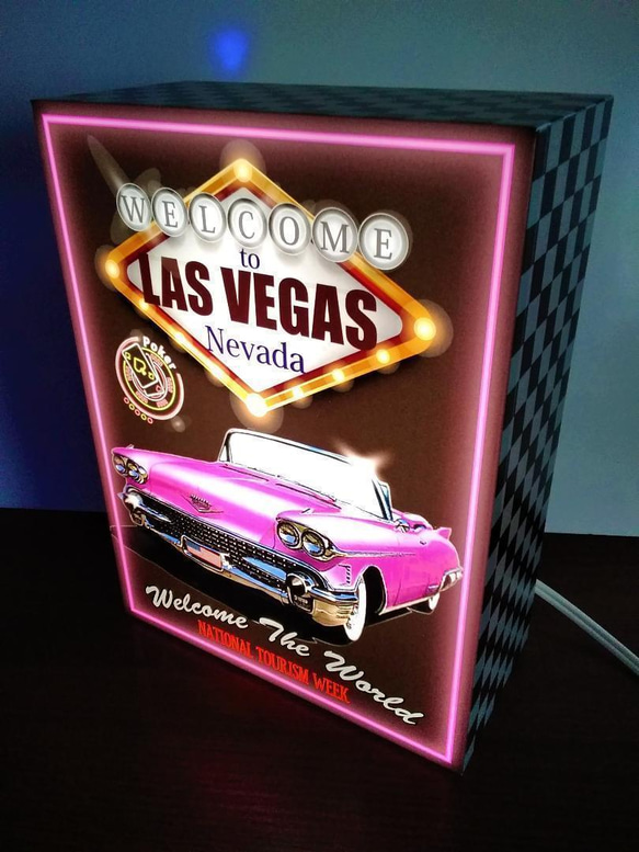 アメリカン ラスベガス アメ車 旧車 ガレージ カフェ サイン 看板 置物 雑貨 LED2way電光看板 2枚目の画像