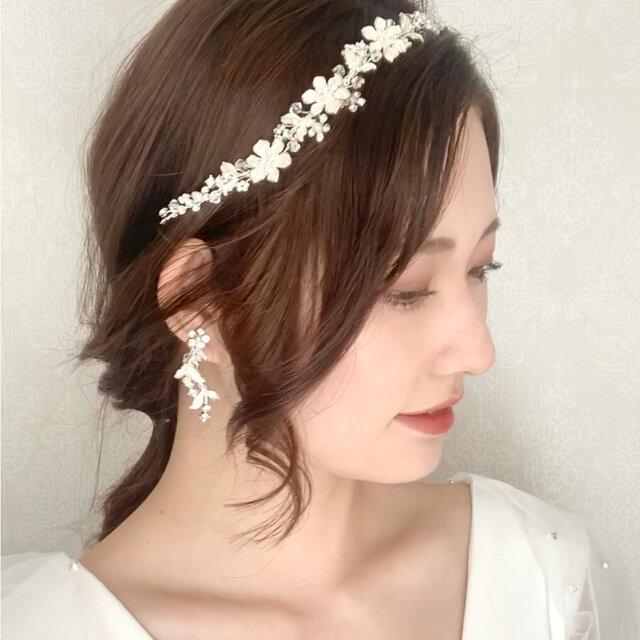 MA81 ウェディング ヘッドドレス　カチューシャ ブライダル ヘアアクセサリー 結婚式 前撮り 卒業式