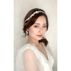 MA81 ウェディング ヘッドドレス　カチューシャ ブライダル ヘアアクセサリー 結婚式 前撮り 卒業式 8枚目の画像