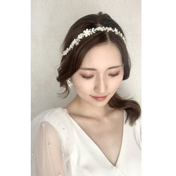 MA81 ウェディング ヘッドドレス　カチューシャ ブライダル ヘアアクセサリー 結婚式 前撮り 卒業式 2枚目の画像