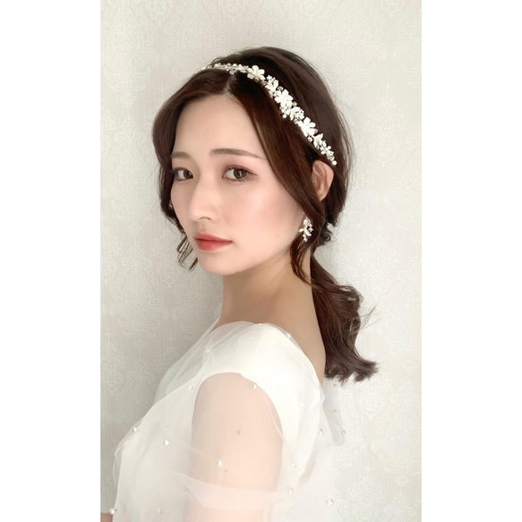 MA81 ウェディング ヘッドドレス　カチューシャ ブライダル ヘアアクセサリー 結婚式 前撮り 卒業式 7枚目の画像