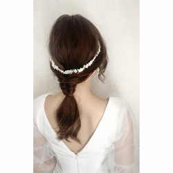 MA81 ウェディング ヘッドドレス　カチューシャ ブライダル ヘアアクセサリー 結婚式 前撮り 卒業式 4枚目の画像