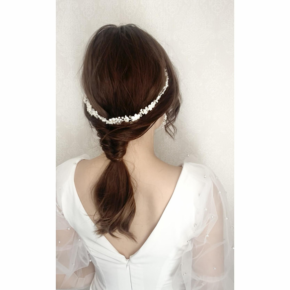 MA81 ウェディング ヘッドドレス　カチューシャ ブライダル ヘアアクセサリー 結婚式 前撮り 卒業式 4枚目の画像