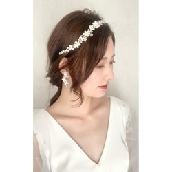 MA81 ウェディング ヘッドドレス　カチューシャ ブライダル ヘアアクセサリー 結婚式 前撮り 卒業式 6枚目の画像