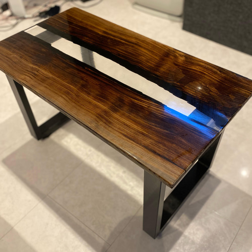 神代杉銘木 レジンテーブル リバーサイドテーブル レジンアート 一点物