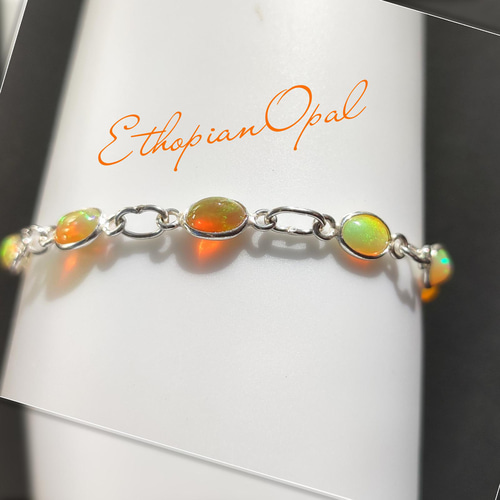 silver925 AAA トップクラス 全遊色エチオピアオパール ブレスレット