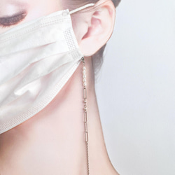 《アレルギー対応》トレンドチェーンと小粒バロックパールのマスクチェーン　マスクネックレス　メガネチェーン　グラスコード 6枚目の画像