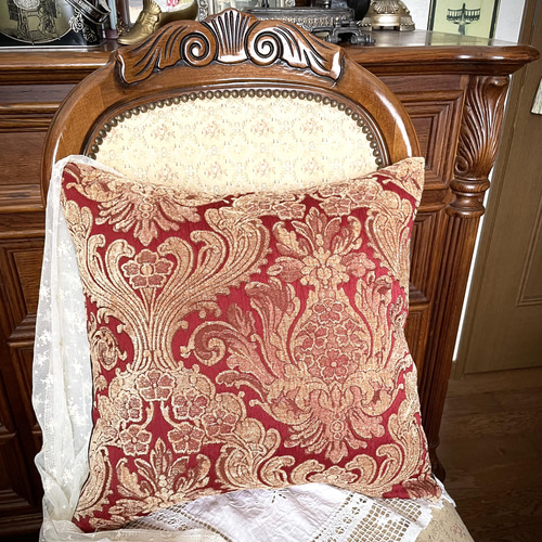 アメリカ製 別珍 (ベッチン) 素材 豪華なダマスク柄 クッションカバー