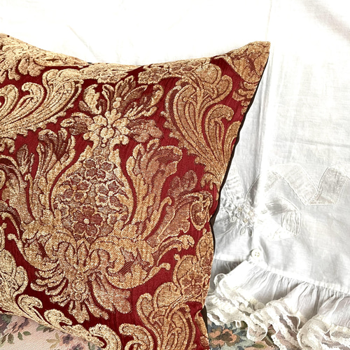 アメリカ製 別珍 (ベッチン) 素材 豪華なダマスク柄 クッションカバー