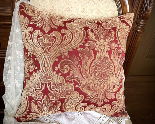 アメリカ製 別珍 (ベッチン) 素材 豪華なダマスク柄 クッションカバー