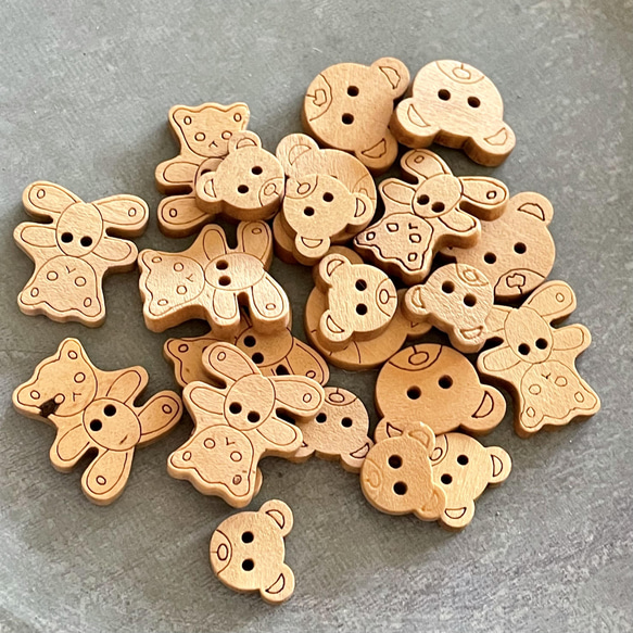 23個小熊/泰迪熊木製鈕扣｜木製零件/手工材料 第3張的照片