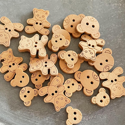 23個小熊/泰迪熊木製鈕扣｜木製零件/手工材料 第4張的照片