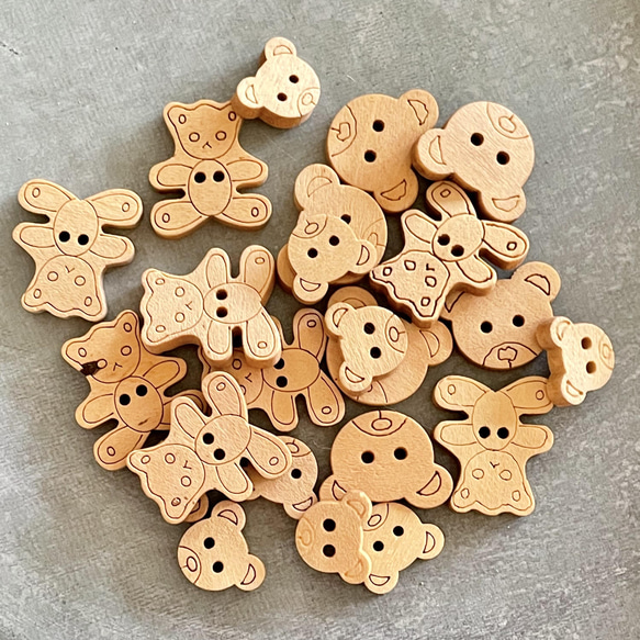 23個小熊/泰迪熊木製鈕扣｜木製零件/手工材料 第2張的照片