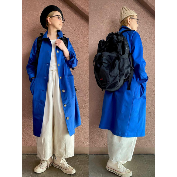 鮮やかブルー❤️長さ選べる❤️優秀コート❤️伸縮性あるきれいめ素材❤️カジュアル＆モード❤️ 1枚目の画像