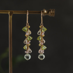 俄勒岡日光石和切面橄欖石等春季色耳環（耳環可更換） 第1張的照片