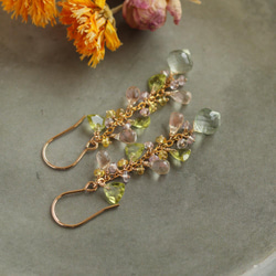 俄勒岡日光石和切面橄欖石等春季色耳環（耳環可更換） 第10張的照片