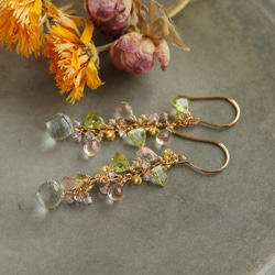 俄勒岡日光石和切面橄欖石等春季色耳環（耳環可更換） 第8張的照片