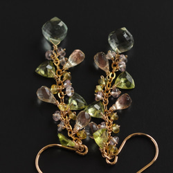 俄勒岡日光石和切面橄欖石等春季色耳環（耳環可更換） 第12張的照片