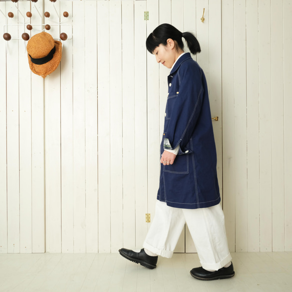 french work coat　blue 第5張的照片