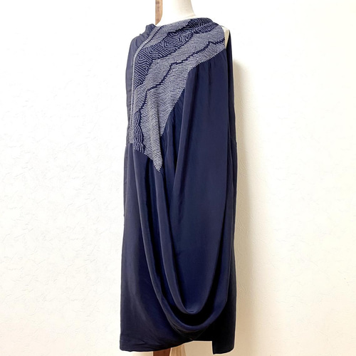 兵児帯リメイク ドレープワンピース⑫ 着物リメイク ワンピース