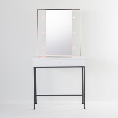 ホワイト 木製 ドレッサー 両面ミラー　美容室 ホワイト木製ドレッサー・鏡台 両面ミラー