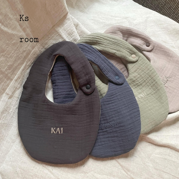 ポコポコガーゼbib⋆.·✦スタイ　しわ加工　シンプル　可愛い　ふっくら ksroom 1枚目の画像