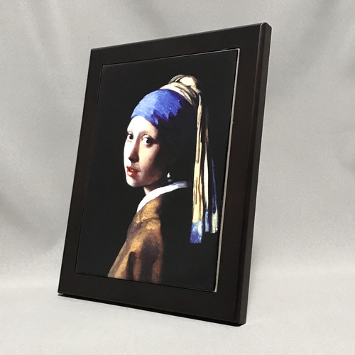 フェルメール 真珠の耳飾りの少女 フォトタイル木製フレーム付き 絵画
