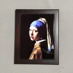 フェルメール 真珠の耳飾りの少女 フォトタイル木製フレーム付き 絵画