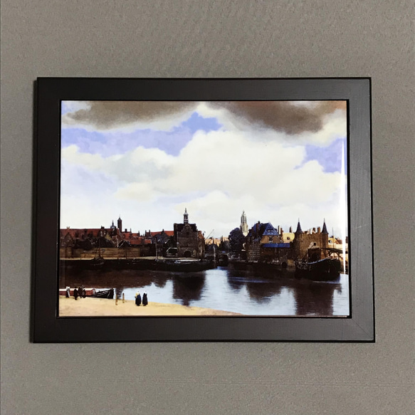 フェルメール デルフトの眺望 フォトタイル木製フレーム付き 1枚目の画像