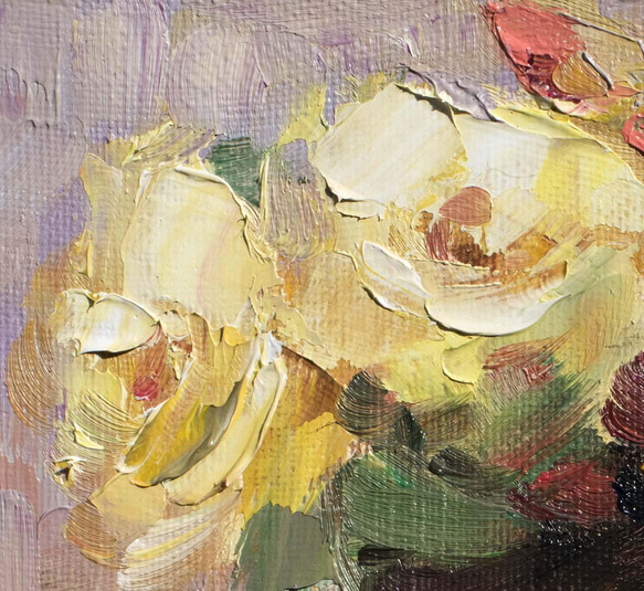 「時を楽しむ rose-p06」ミニ油絵原画　額付き・特典付き 3枚目の画像