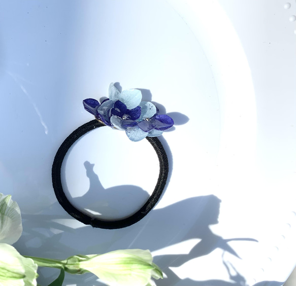 紫陽花ヘアゴム/アナベルblue 2枚目の画像
