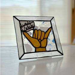 ステンドグラス 2色のイルカのサンキャッチャーパネル サン