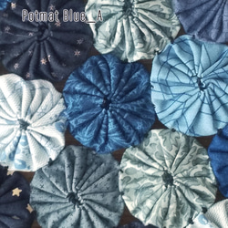鍋敷き　ヨーヨーキルト　Trivet mat　Pot mat　ブルー系A　コットン100％ 5枚目の画像