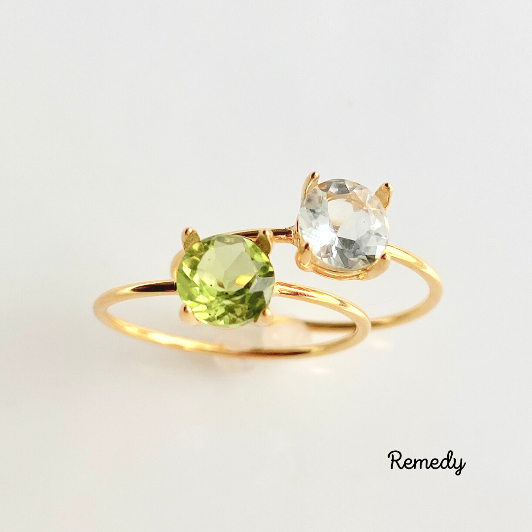 【2点セット】アクアマリンとペリドットのビジューリング２本セット silver925 18KGP 3月誕生石、8月誕生石 5,054円