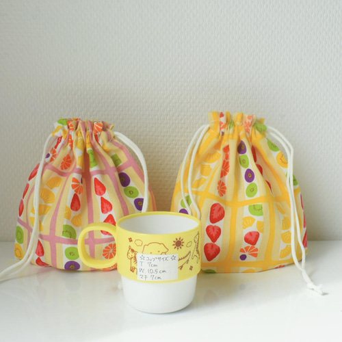 いちご ☆フルーツサンド お弁当袋 コップ袋 ハンドメイド ランチョン