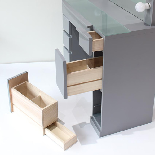 シルバー モダン ステンレス ドレッサー ドレッサー女優ミラー クリスタルsofia（グレージュ）LED・椅子付き