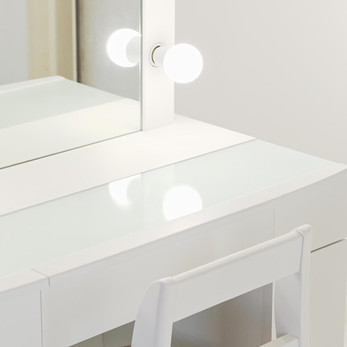 ホワイト ドレッサー・ミラー ドレッサー女優ミラー クリスタルsofia（パールホワイト）LED・椅子