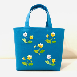 刺繍 ミニ トート バック ＜ターコイズ＞ トートバッグ acochan