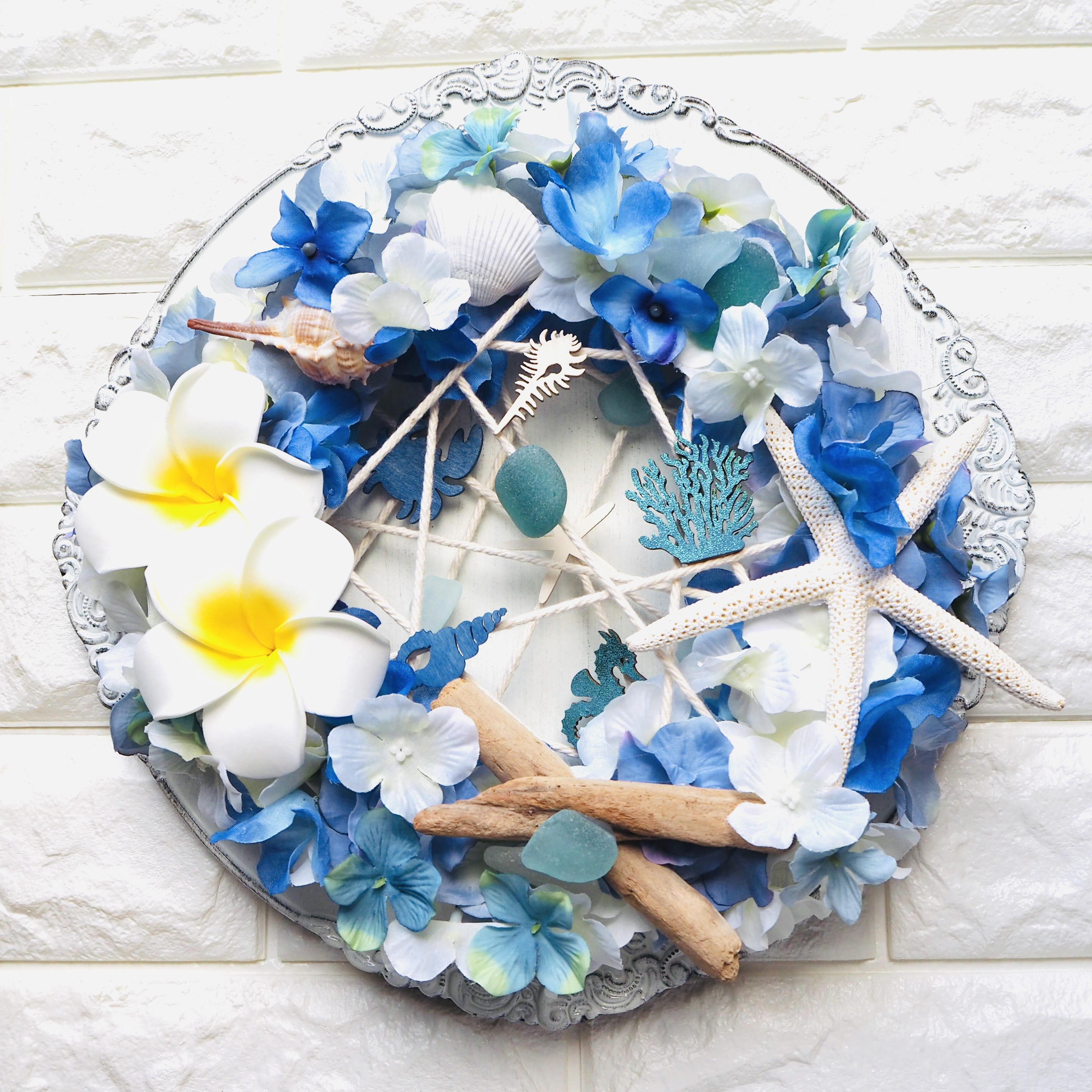 JYキラキラ様おまとめです】海の風のリース＊シーグラスアート