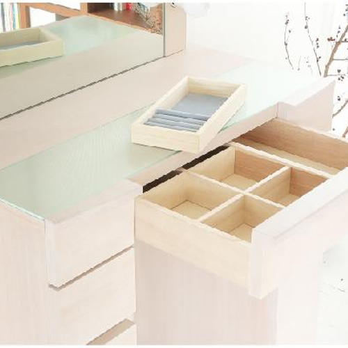 ドレッサー女優ミラー クリスタルsofia（ミルキーホワイト）LED・椅子