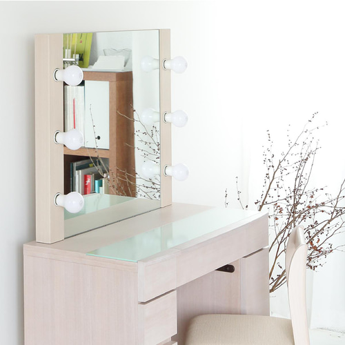 ドレッサー女優ミラー クリスタルsofia（ミルキーホワイト）LED・椅子