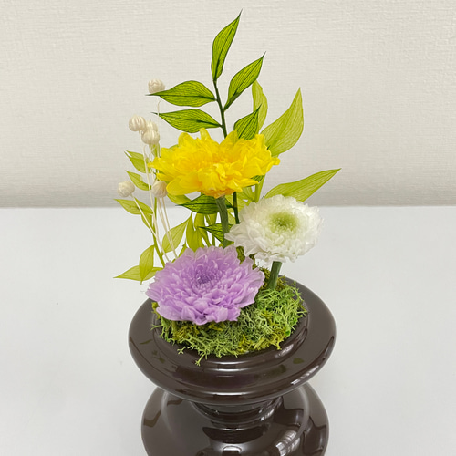 プリザーブドフラワー仏花 一基 ミニドーム18センチ 小サイズ プリザーブドフラワー仏花 一基 ミニドーム18センチ 小サイズ
