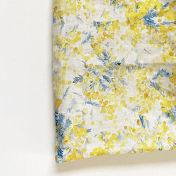 Mimosa　春の訪れスヌード♪　ミモザ　水彩画デザイン　綿麻　コットンリネン　春夏　イエロー　黄色 10枚目の画像