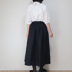 リネン100% ギャザースカート（フリー／黒色） 7枚目の画像