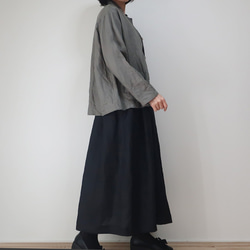 リネン100% ギャザースカート（フリー／黒色） 11枚目の画像